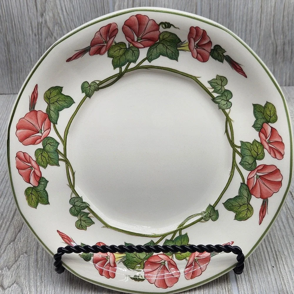 Villeroy & Boch Piccadilly Salad Plates Set of 5 Pink Morning Glory Floral 8.25